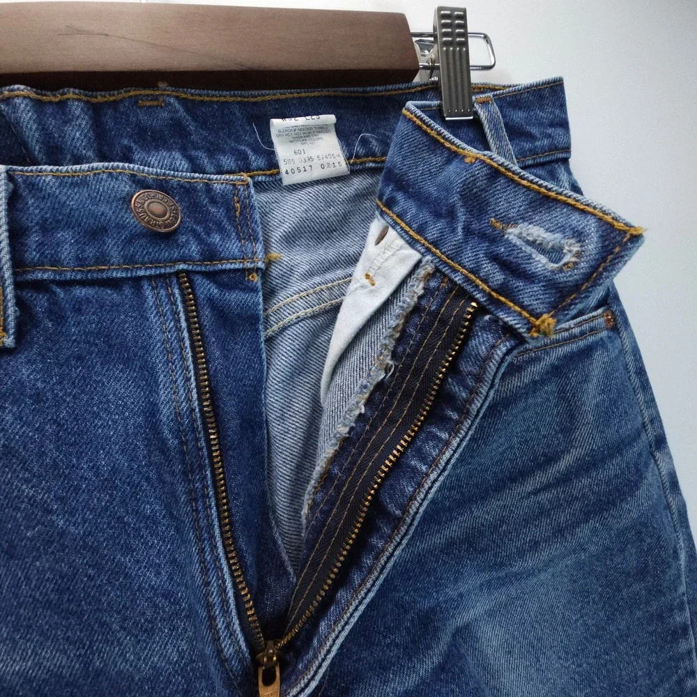 VTG Y2K Levi 517 Mens 32x24 Blue Orange Tab Straight Leg Jeans USA Made Fade